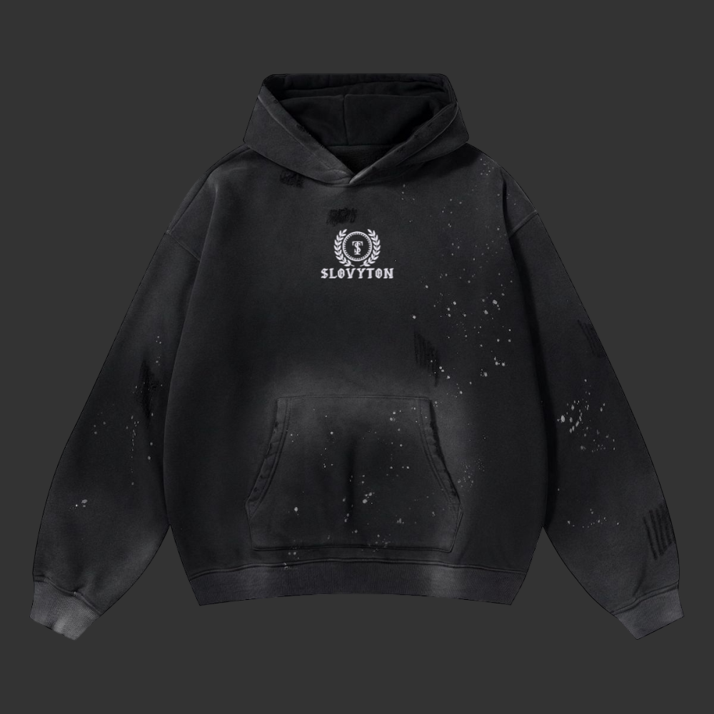 SLOVYTON Vintage Wash Frayed Hoodie