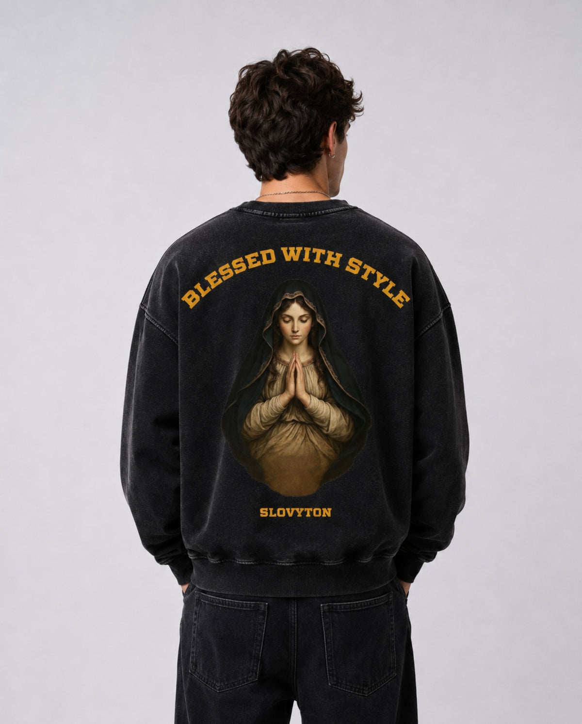 SLOVYTON: BLESSED WITH STYLE Oversized Faded Sweatshirt