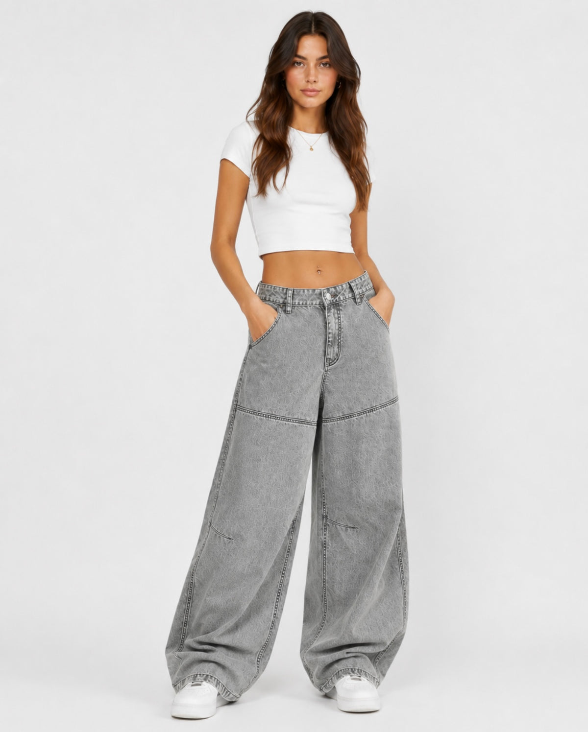 WASHED CURVED BLADE DENIM JEANS