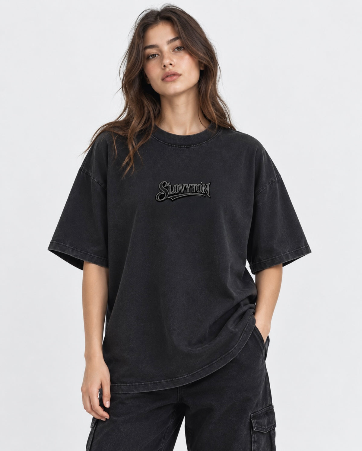 T-SHIRT OVERSIZED SNOW-WASH BLACK