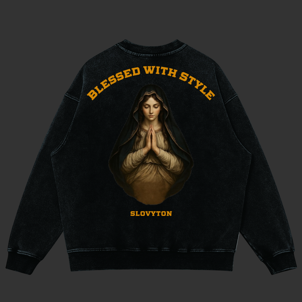 SLOVYTON® Oversized Faded Sweatshirt – Blessed With Style