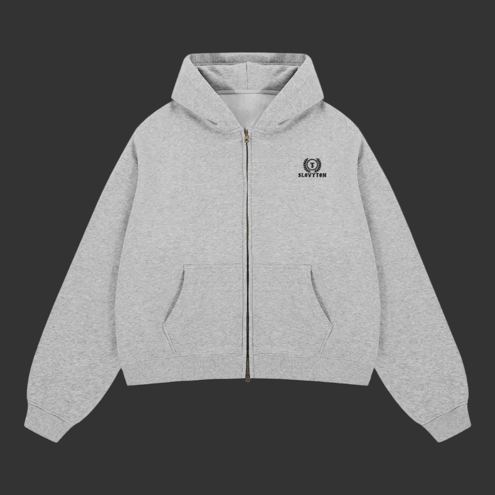 SLOVYTON Unisex Boxy Cropped Fleece Zip-Up Hoodie (380 GSM)