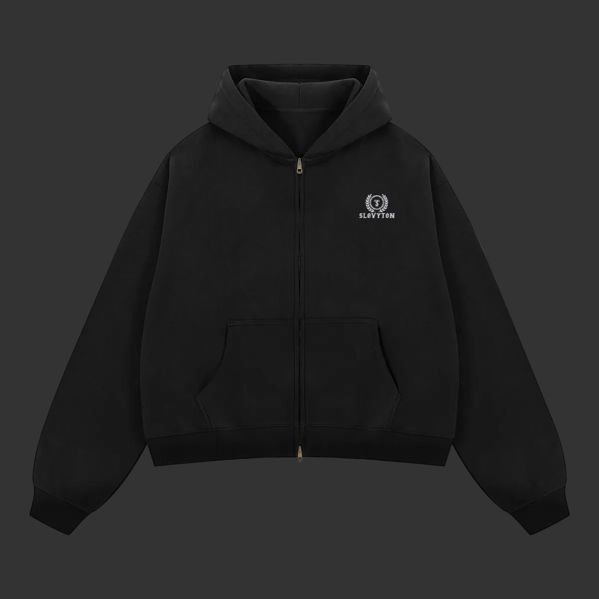 SLOVYTON Unisex Boxy Cropped Fleece Zip-Up Hoodie (380 GSM)