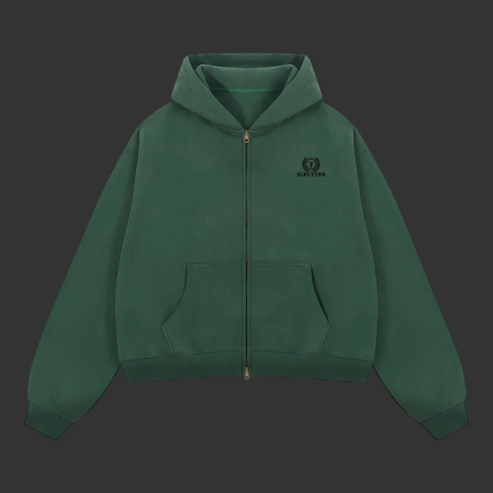 SLOVYTON Unisex Boxy Cropped Fleece Zip-Up Hoodie (380 GSM)