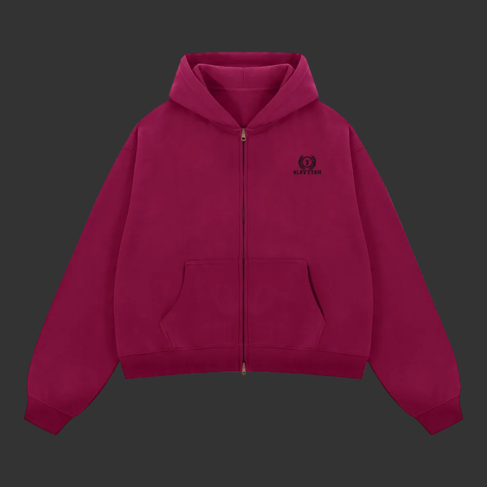 SLOVYTON Unisex Boxy Cropped Fleece Zip-Up Hoodie (380 GSM)