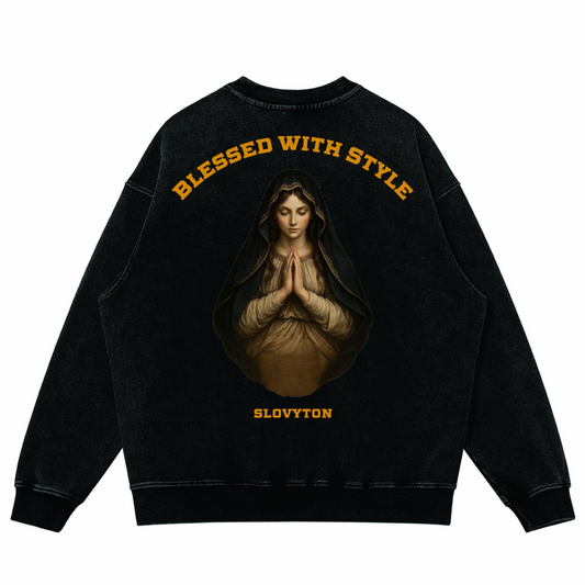 SLOVYTON: BLESSED WITH STYLE Oversized Faded Sweatshirt