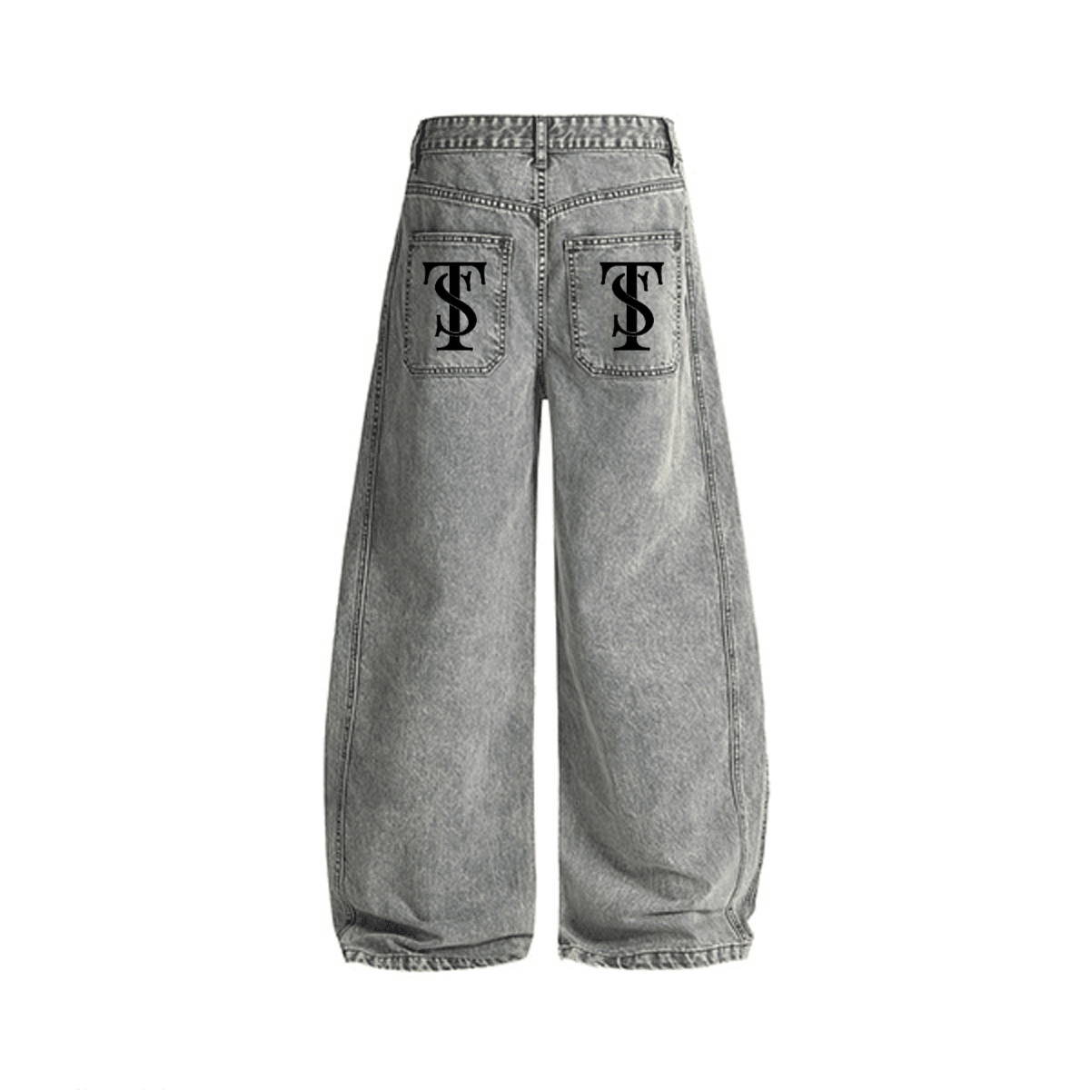 WASHED CURVED BLADE DENIM JEANS
