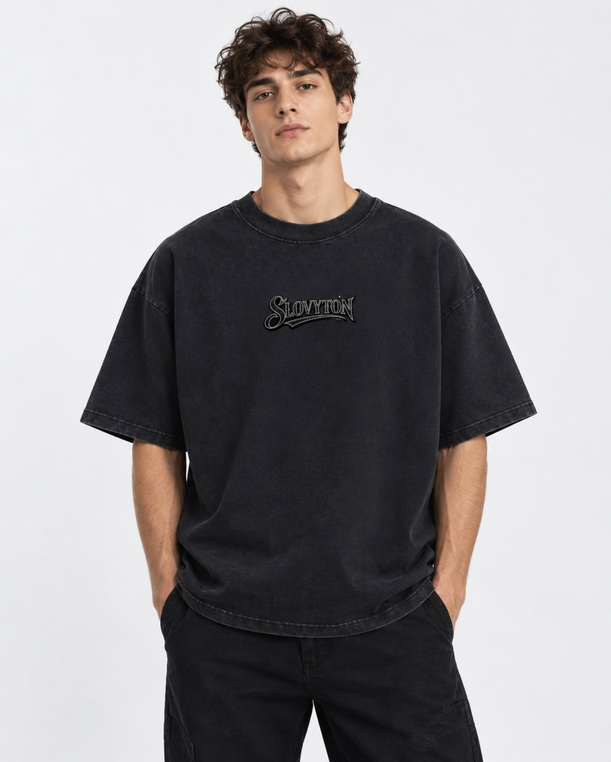 T-SHIRT OVERSIZED SNOW-WASH BLACK