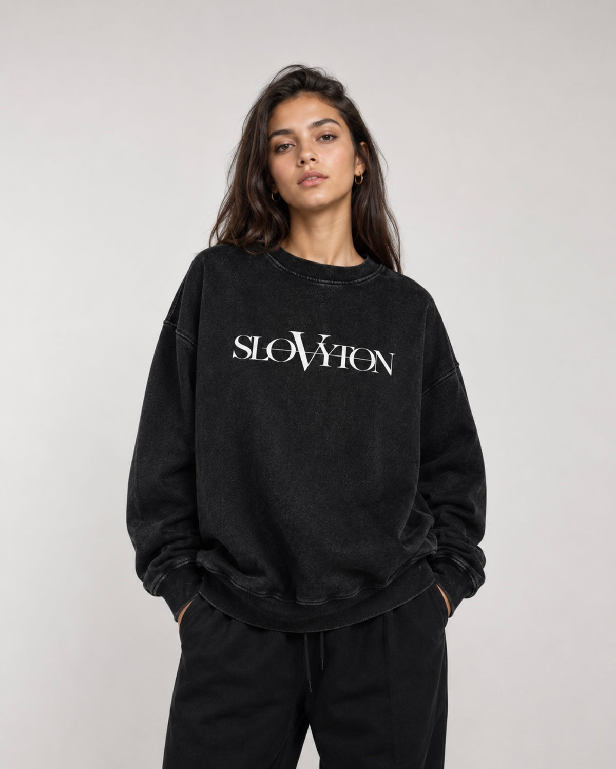 SLOVYTON: BLESSED WITH STYLE Oversized Faded Sweatshirt