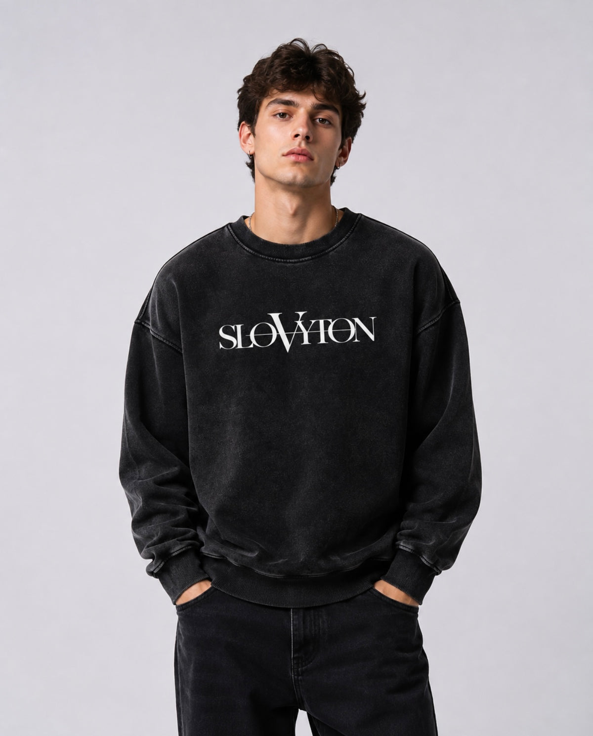 SLOVYTON: BLESSED WITH STYLE Oversized Faded Sweatshirt